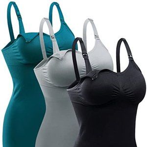 Nursing tank tops built-in bra for breastfeeding maternity camisole- Pack of 3